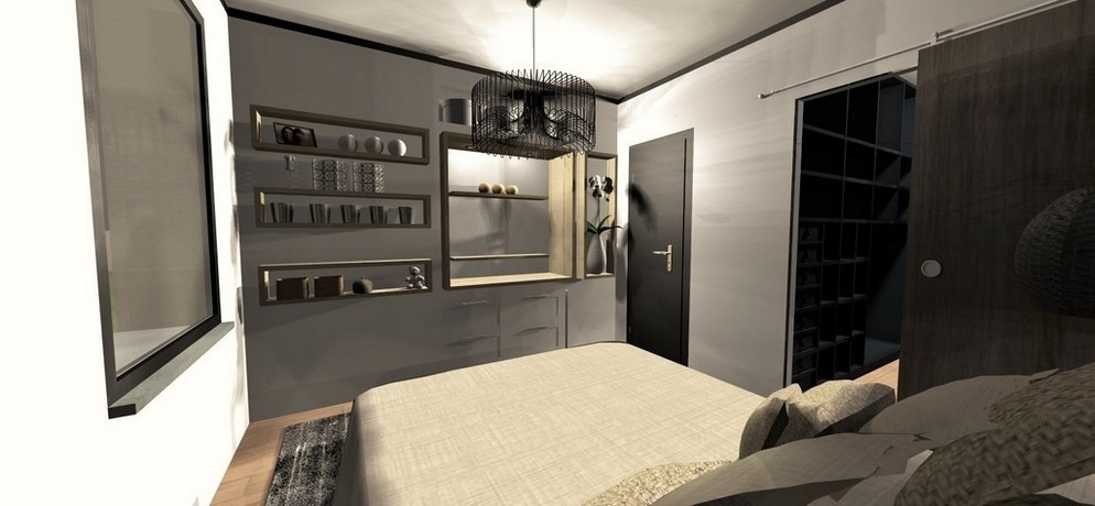 Amenagement et decoration toulouse 007 decoration interieur atelier helen b projet deco 3D chambre design noir blanc bois rangement dressing