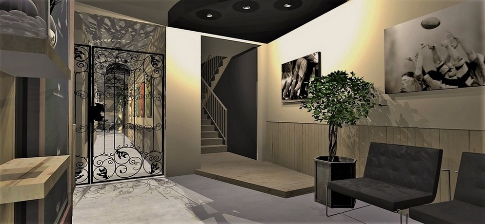 Amenagement et decoration toulouse 0003 decoration interieur atelier helen b renovation hotel restaurant projet 3D epure bois noir industriel design nature rugby fer forge