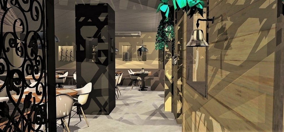 Amenagement et decoration toulouse 0008 decoration interieur atelier helen b projet 3D renovation restaurant design industriel noir bois fer forge eames